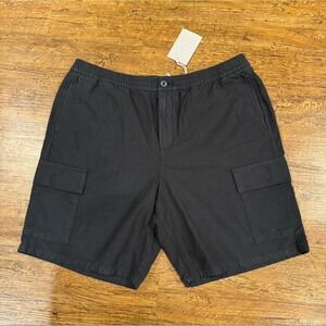 Everlane Black Organic Cotton Linen Casual Cargo Shorts Bermudas Men's XL 38x8.5